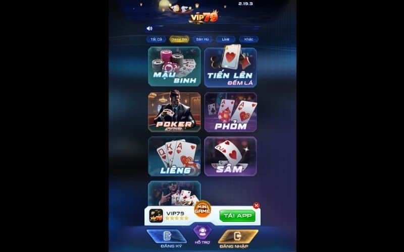 Game bài có giao diện ấn tượng